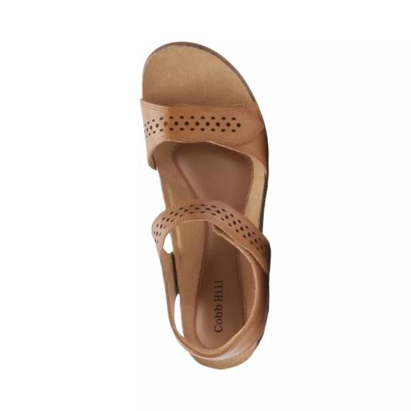NEW COBB HILL women's may wave strap sandal - extra wide width in tan - Picture 2 of 4